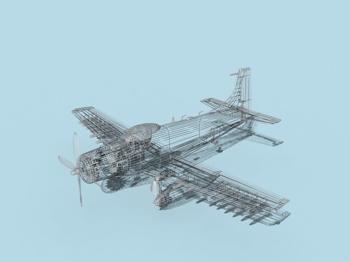 Douglas A-1H Skyraider V12 USAF 3D model_17