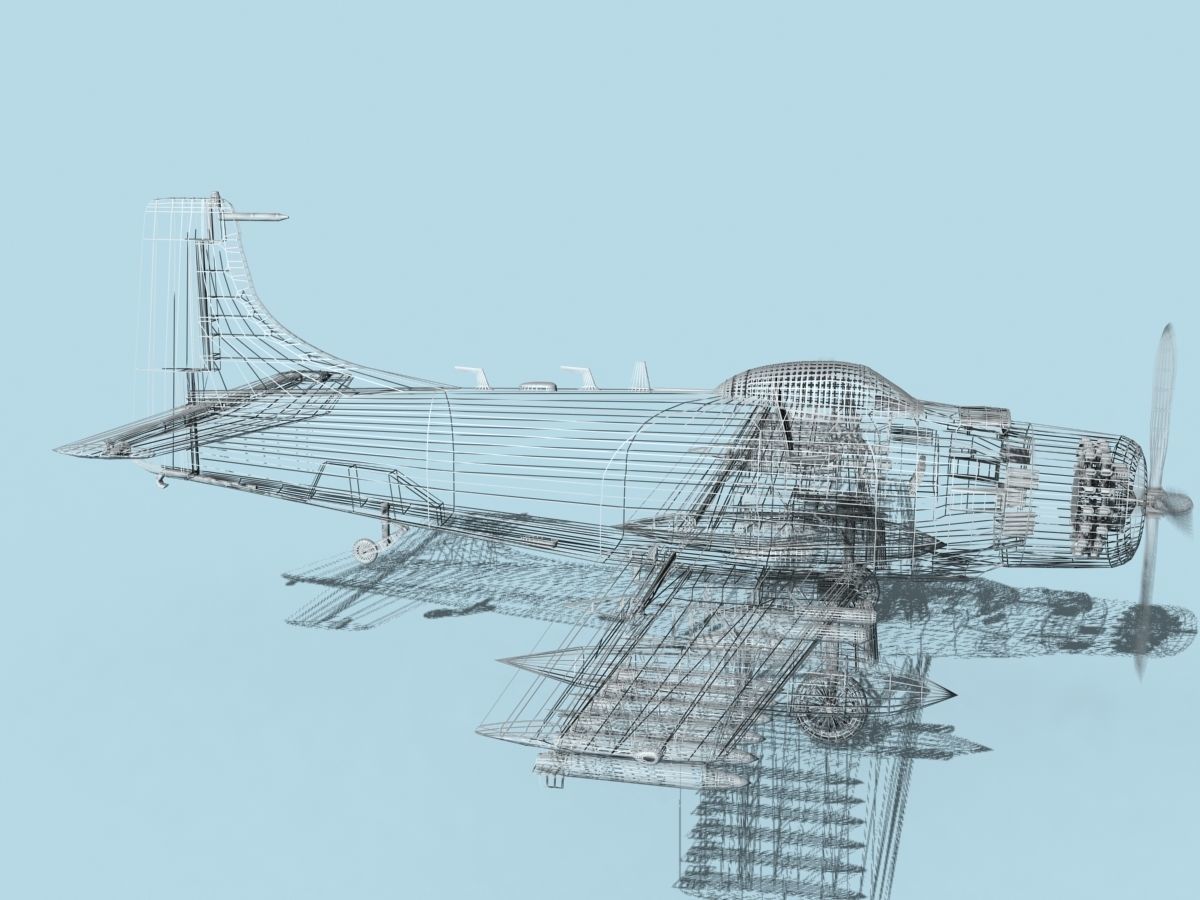 Douglas A-1H Skyraider V12 USAF 3D model_14