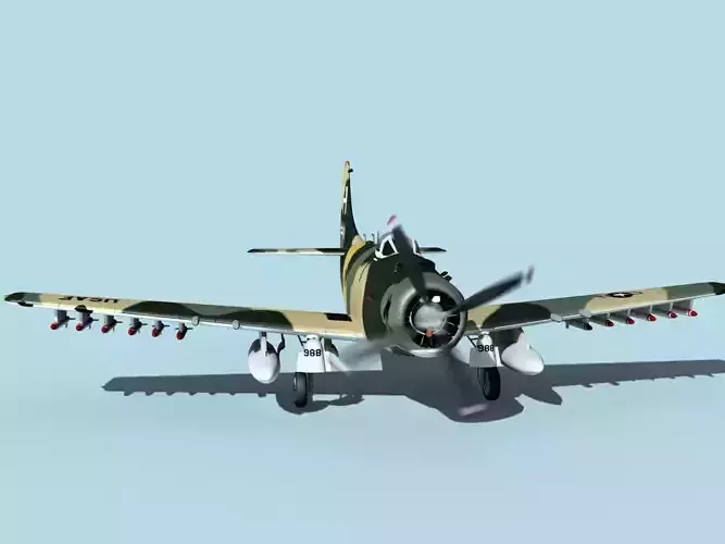 Douglas A-1H Skyraider V12 USAF 3D model