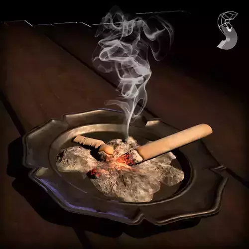 WWI ashtray with cigarette