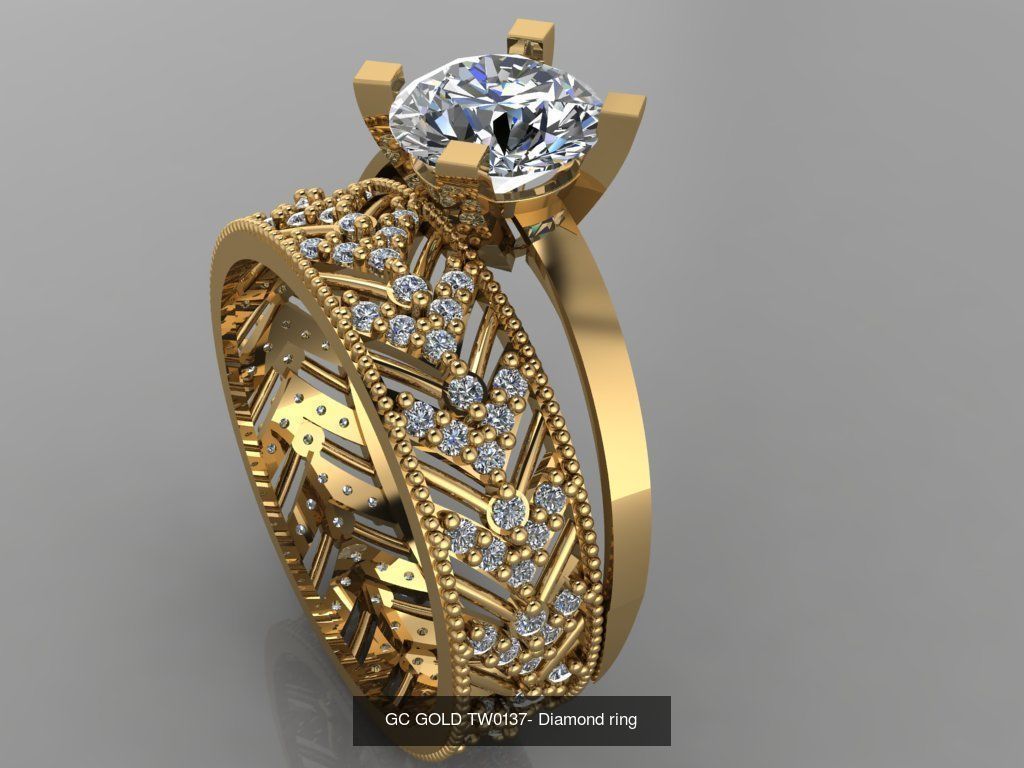 GC GOLD TW- Diamond gold wedding ring 3D Model Collection_29