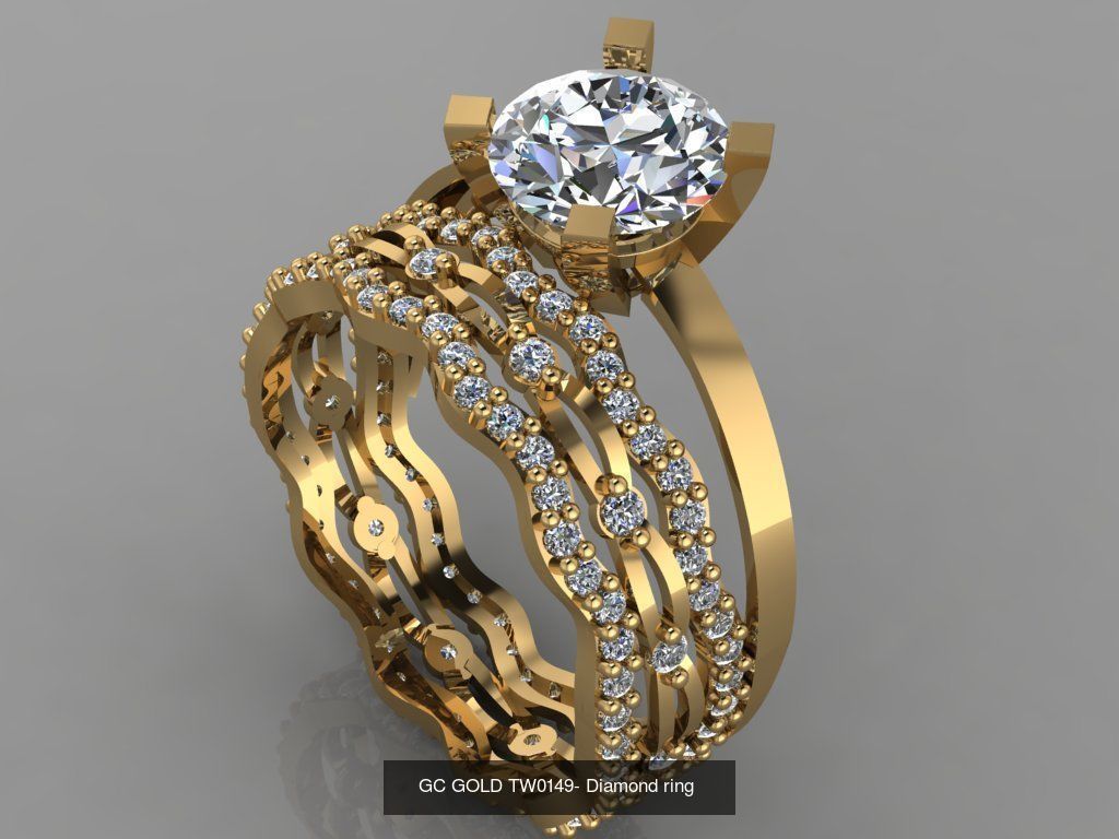 GC GOLD TW- Diamond gold wedding ring 3D Model Collection_41
