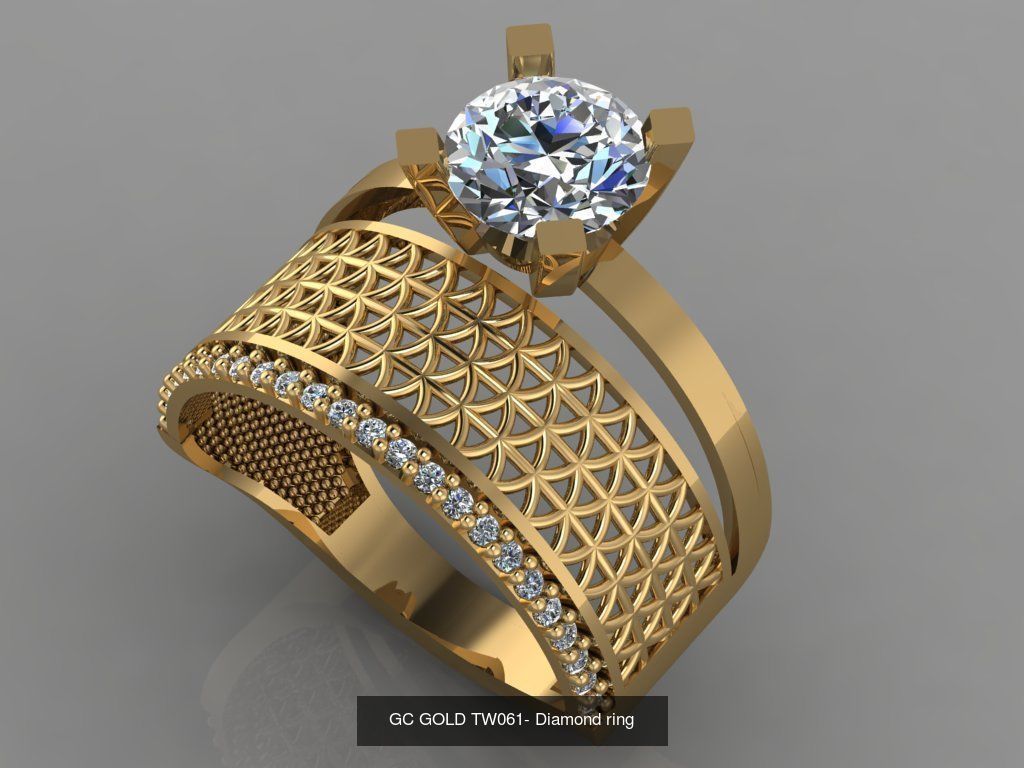 GC GOLD TW- Diamond gold wedding ring 3D Model Collection_10