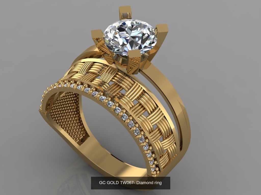 GC GOLD TW- Diamond gold wedding ring 3D Model Collection_16