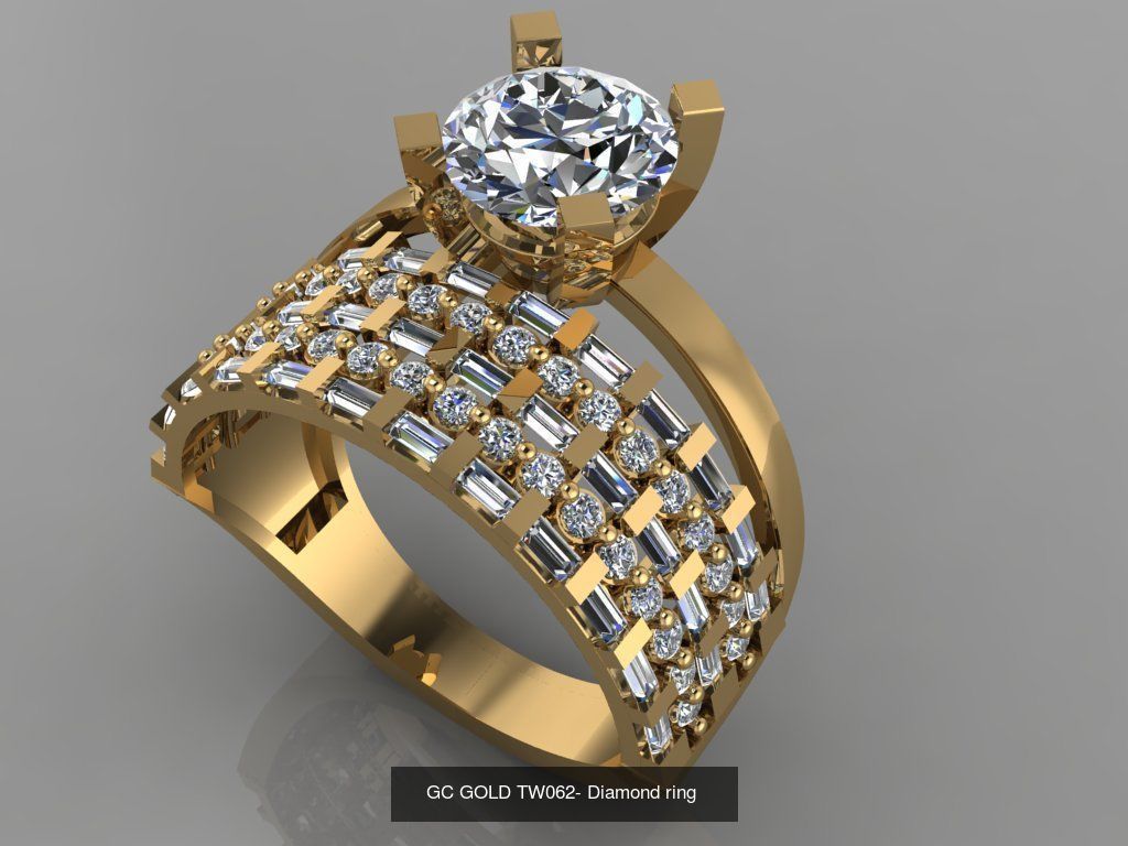 GC GOLD TW- Diamond gold wedding ring 3D Model Collection_11