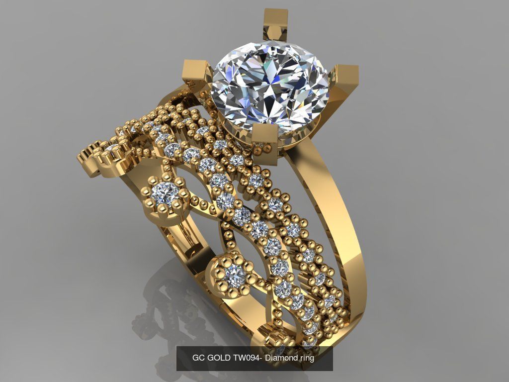GC GOLD TW- Diamond gold wedding ring 3D Model Collection_19