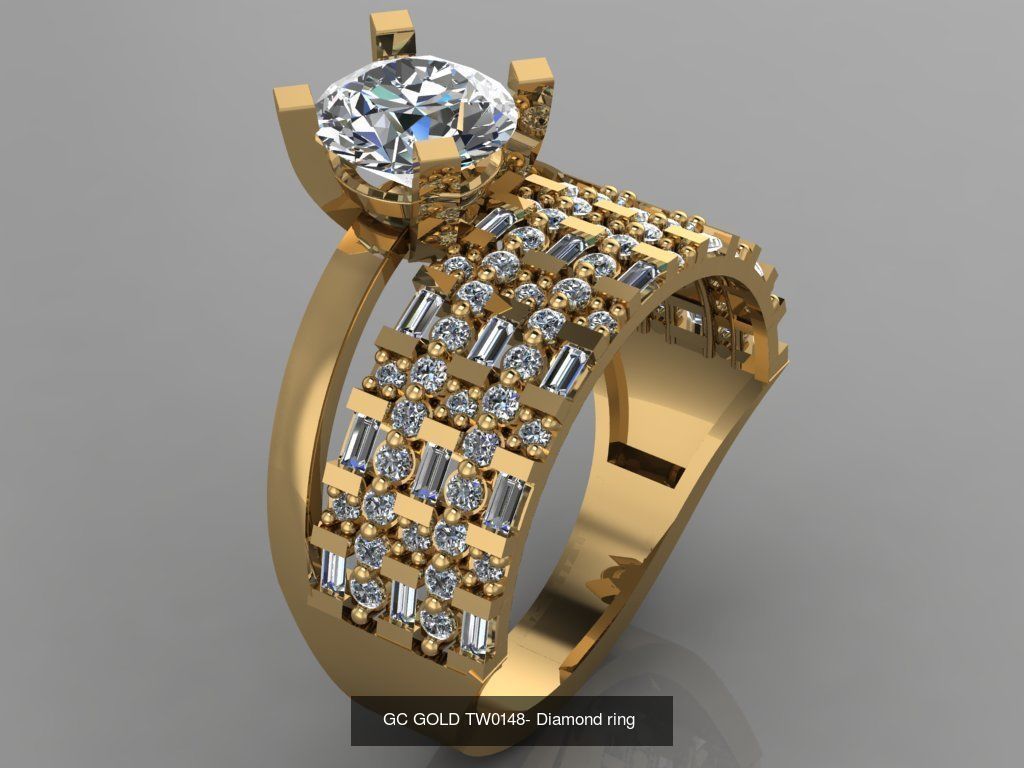 GC GOLD TW- Diamond gold wedding ring 3D Model Collection_40