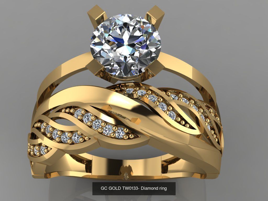 GC GOLD TW- Diamond gold wedding ring 3D Model Collection_25