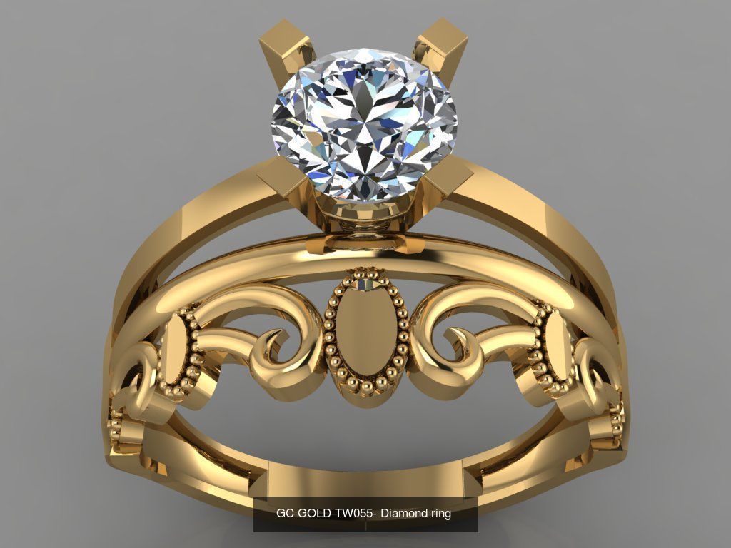 GC GOLD TW- Diamond gold wedding ring 3D Model Collection_5