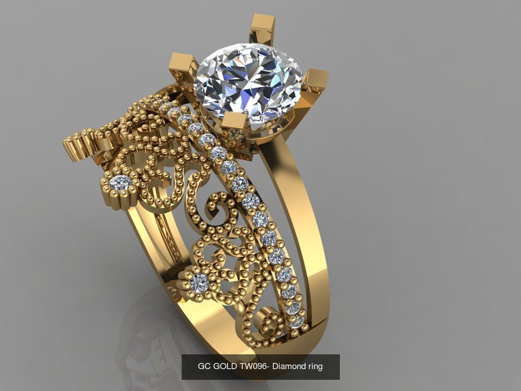 GC GOLD TW- Diamond gold wedding ring 3D Model Collection_21