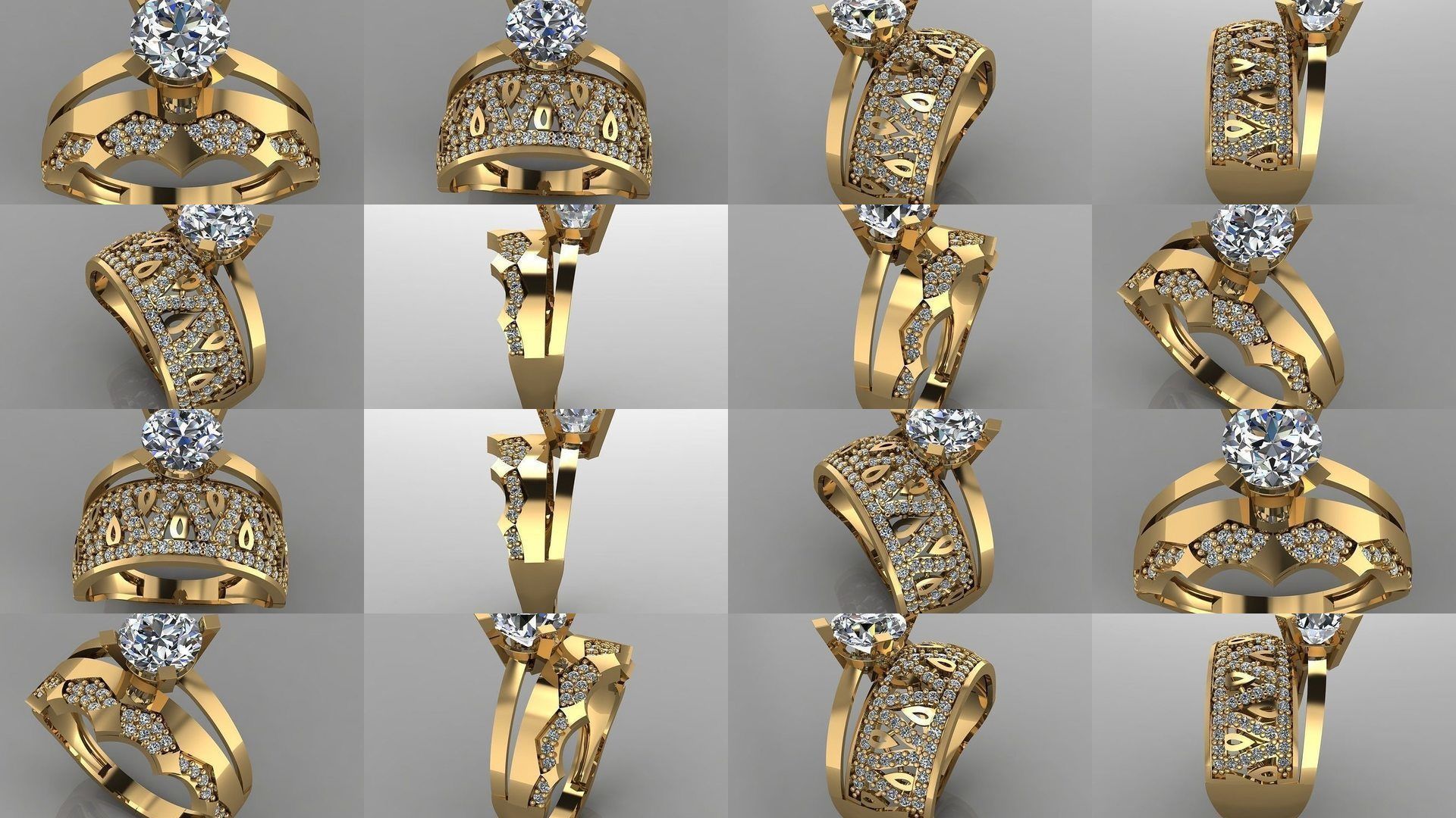 GC GOLD TW- Diamond gold wedding ring 3D Model Collection_1