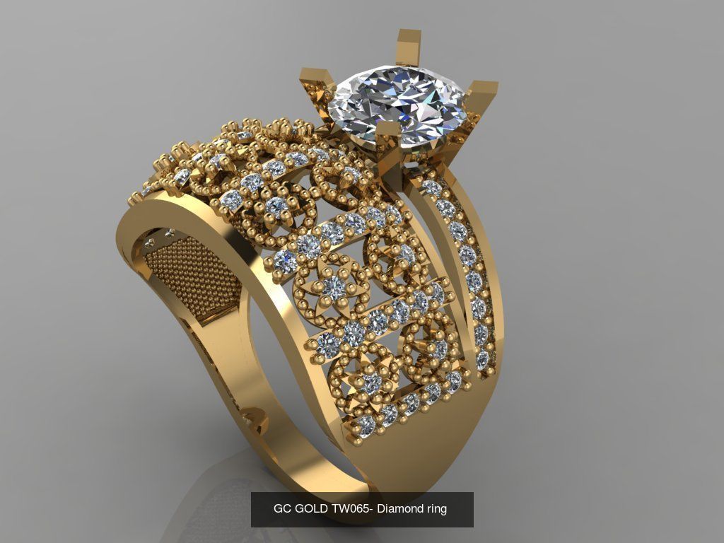 GC GOLD TW- Diamond gold wedding ring 3D Model Collection_14