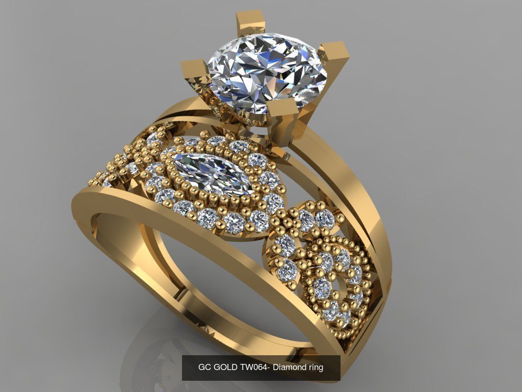 GC GOLD TW- Diamond gold wedding ring 3D Model Collection_13