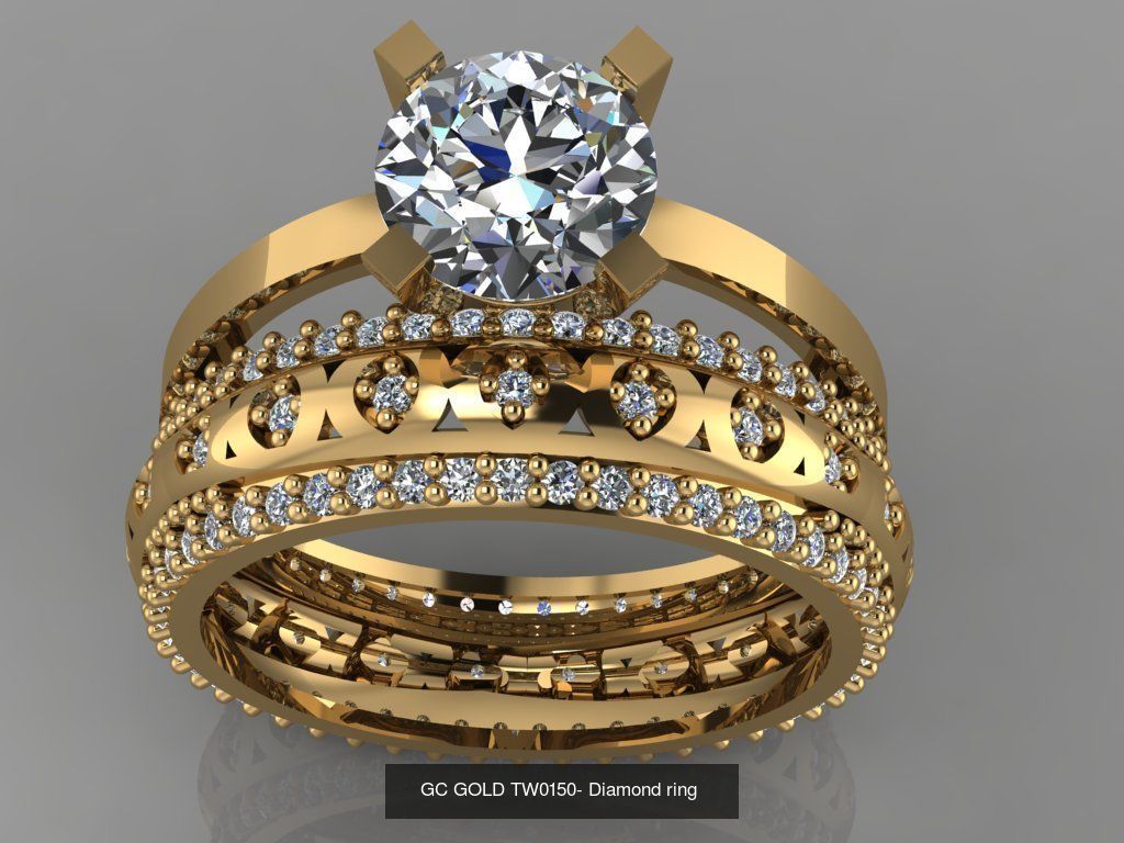 GC GOLD TW- Diamond gold wedding ring 3D Model Collection_42