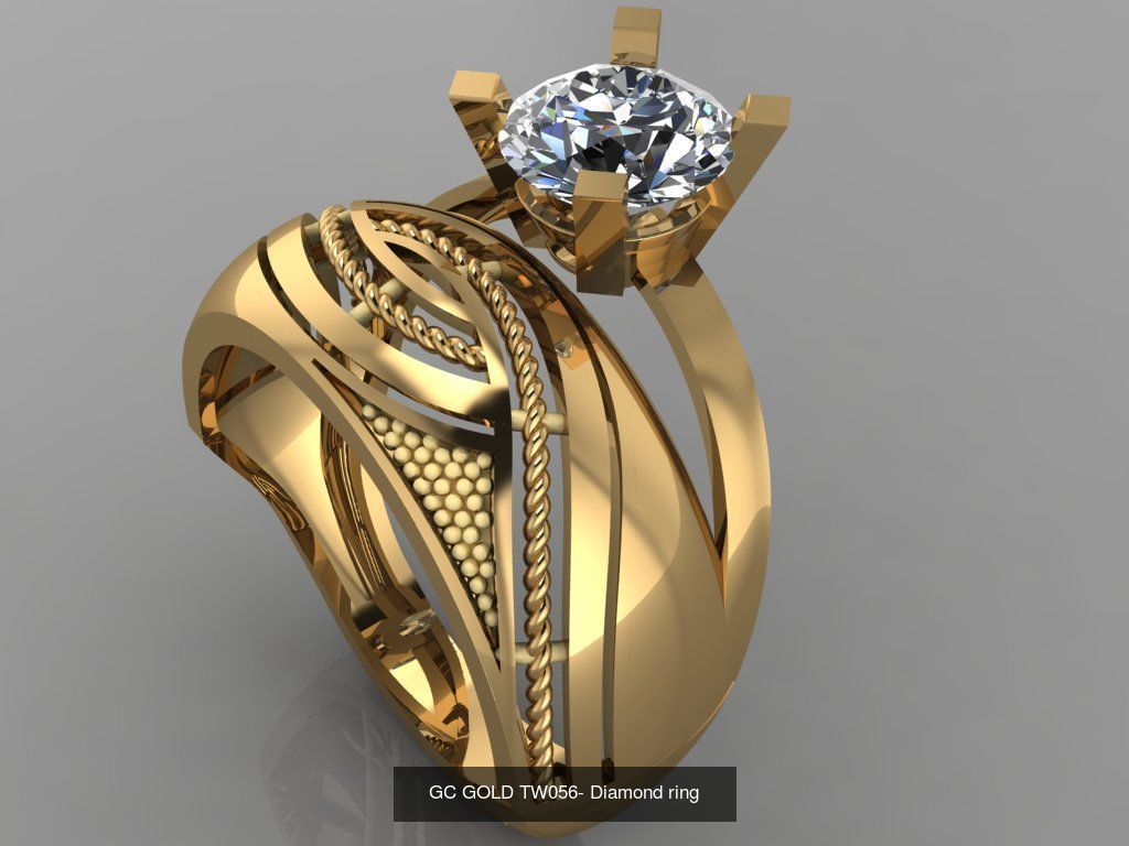 GC GOLD TW- Diamond gold wedding ring 3D Model Collection_6