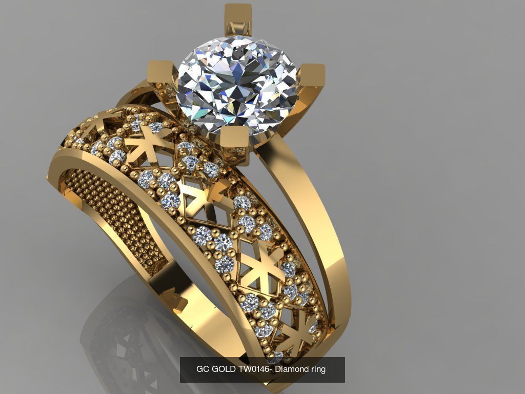 GC GOLD TW- Diamond gold wedding ring 3D Model Collection_38