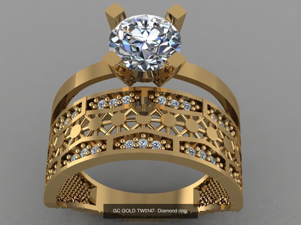 GC GOLD TW- Diamond gold wedding ring 3D Model Collection_39