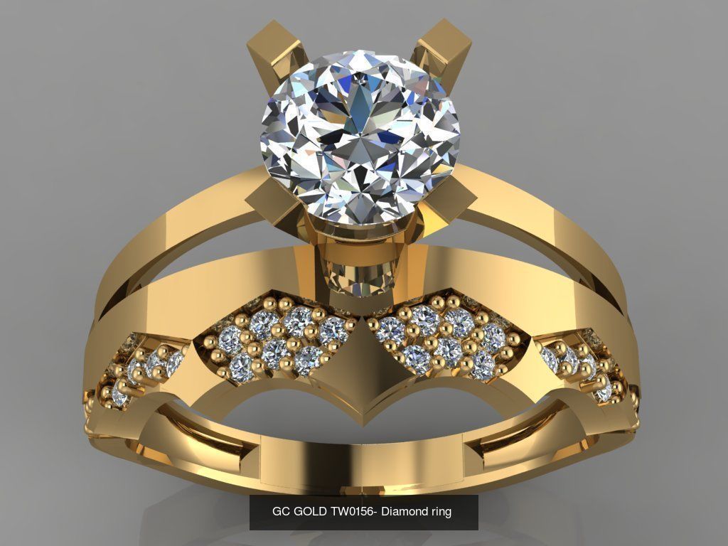 GC GOLD TW- Diamond gold wedding ring 3D Model Collection_48
