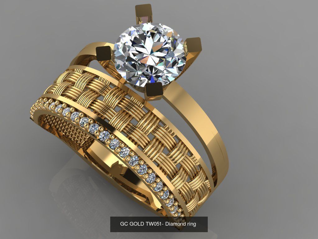 GC GOLD TW- Diamond gold wedding ring 3D Model Collection_2