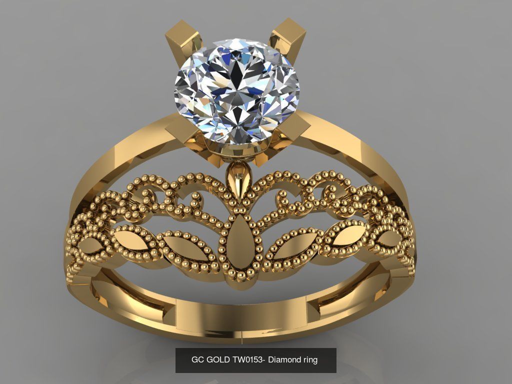 GC GOLD TW- Diamond gold wedding ring 3D Model Collection_45