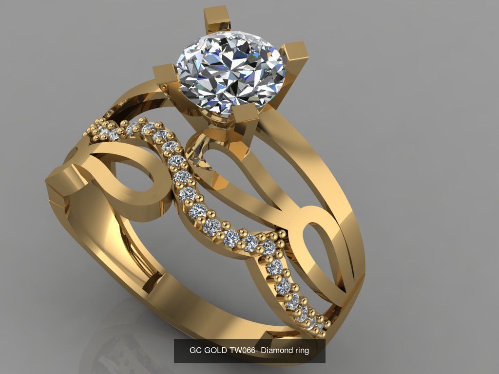 GC GOLD TW- Diamond gold wedding ring  3D Model Collection_19