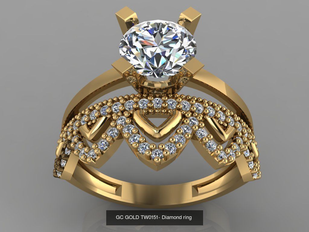 GC GOLD TW- Diamond gold wedding ring  3D Model Collection_46