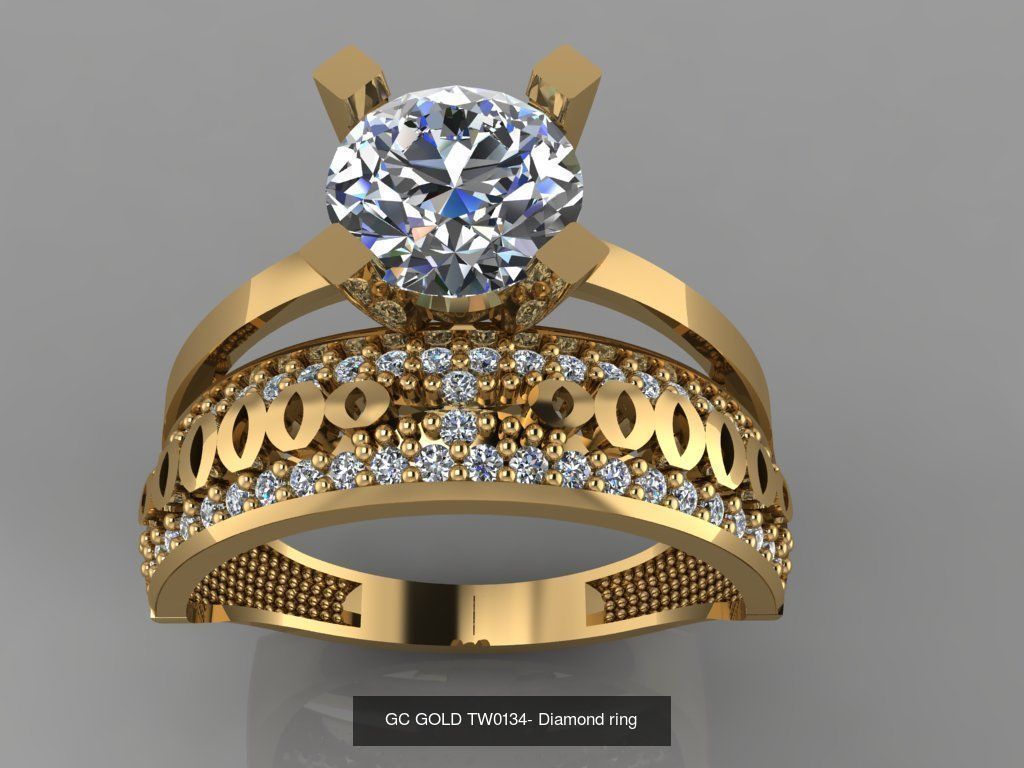 GC GOLD TW- Diamond gold wedding ring  3D Model Collection_29