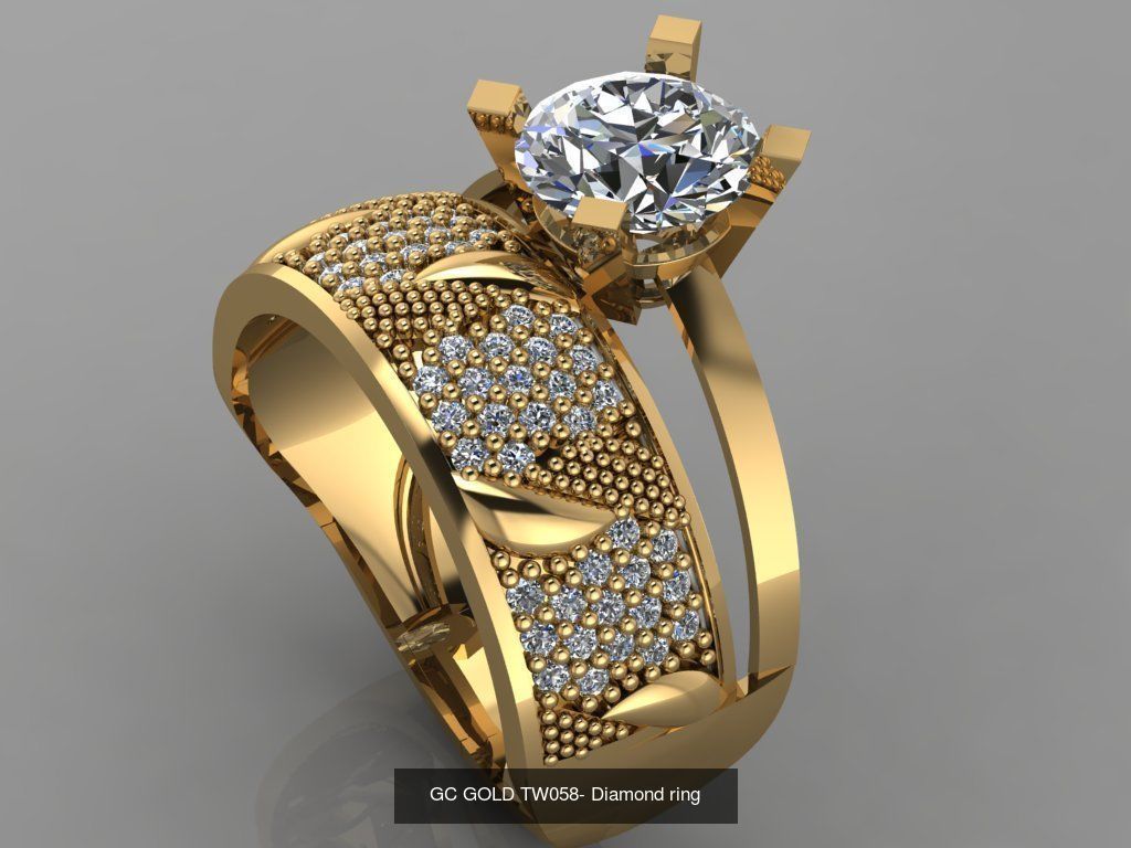 GC GOLD TW- Diamond gold wedding ring  3D Model Collection_12