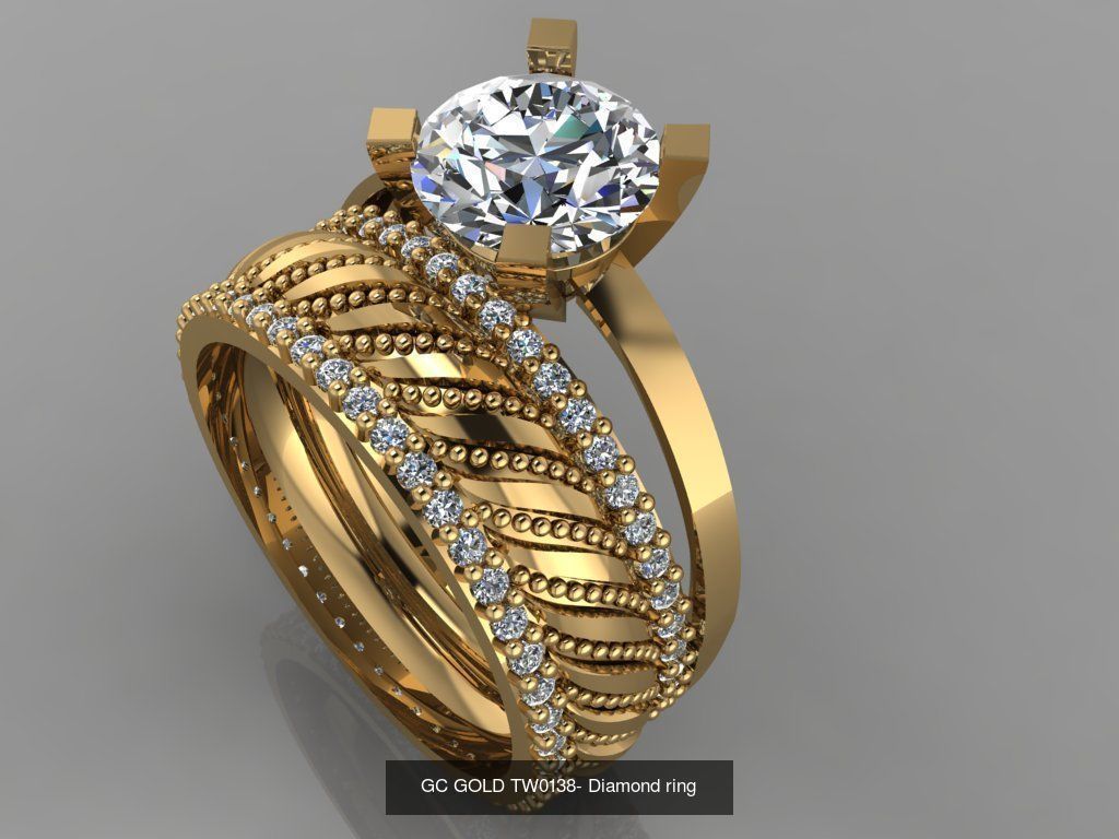 GC GOLD TW- Diamond gold wedding ring  3D Model Collection_33