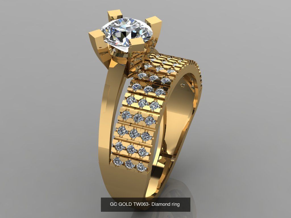 GC GOLD TW- Diamond gold wedding ring  3D Model Collection_16