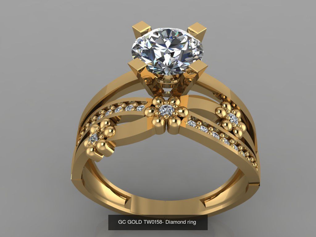 GC GOLD TW- Diamond gold wedding ring  3D Model Collection_53