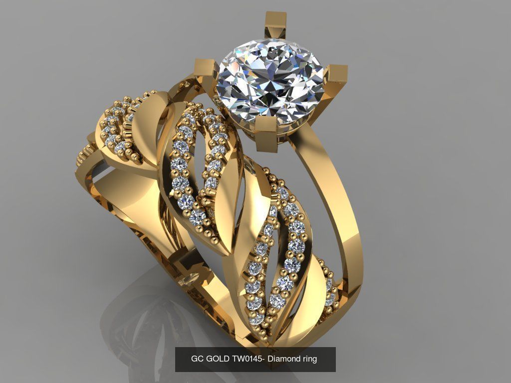 GC GOLD TW- Diamond gold wedding ring  3D Model Collection_40