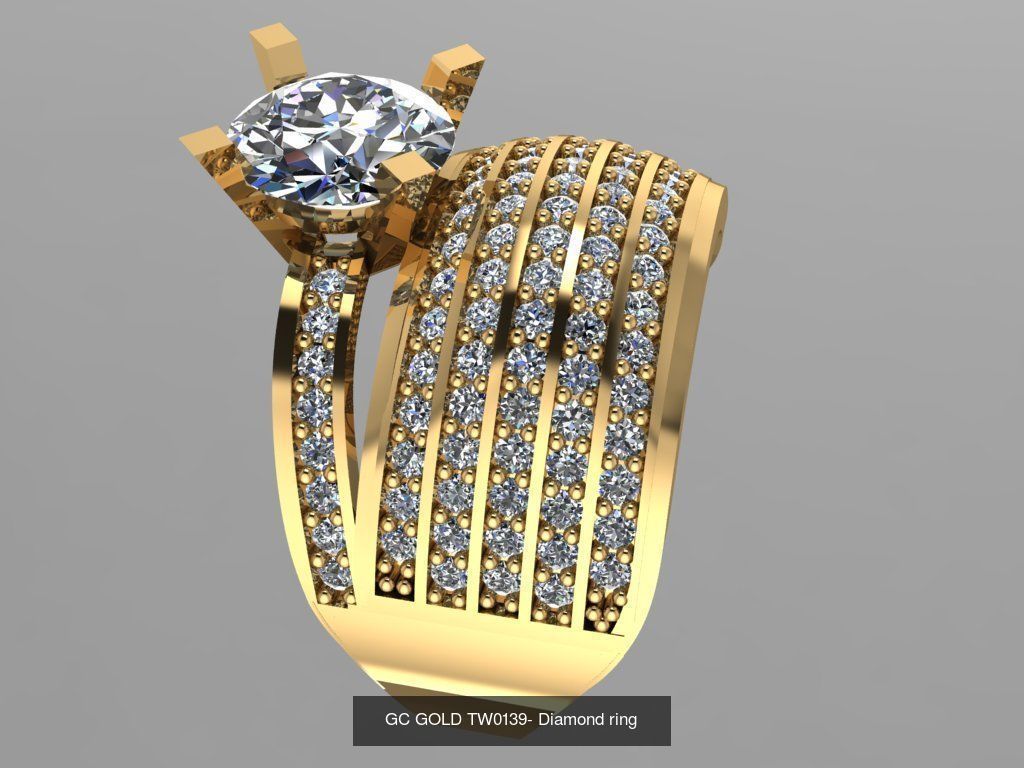 GC GOLD TW- Diamond gold wedding ring  3D Model Collection_34