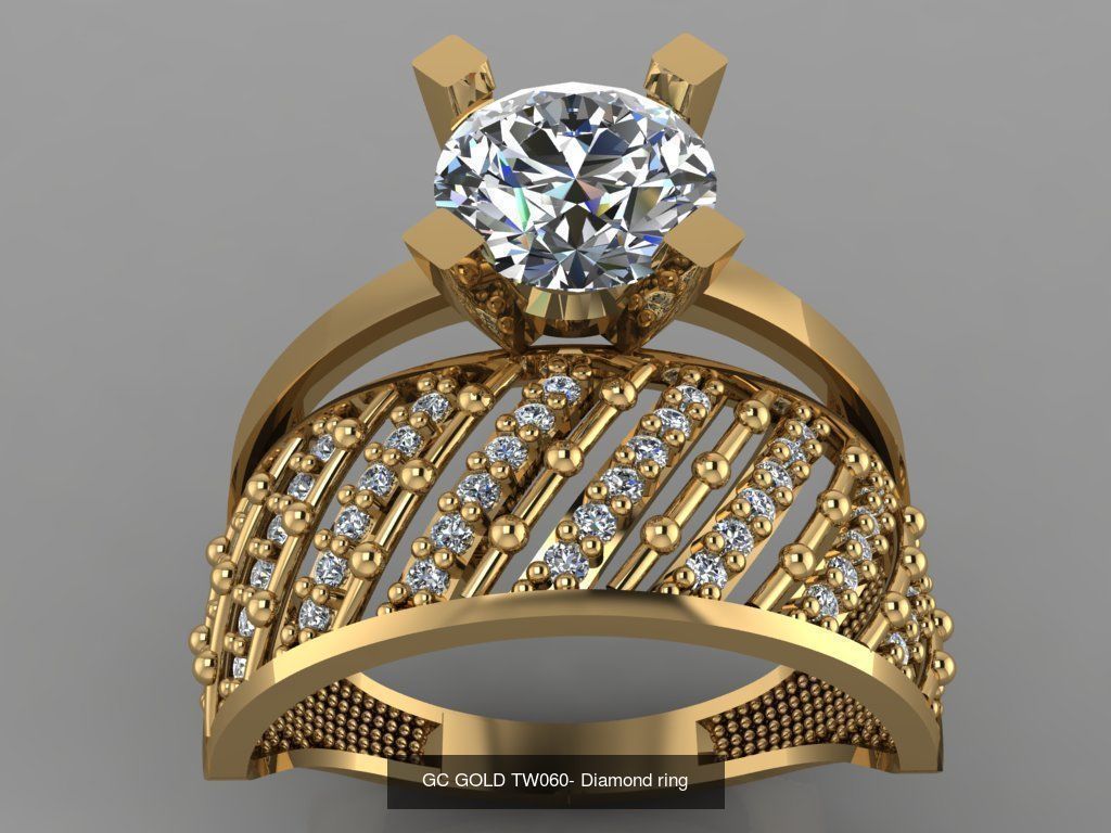 GC GOLD TW- Diamond gold wedding ring  3D Model Collection_13