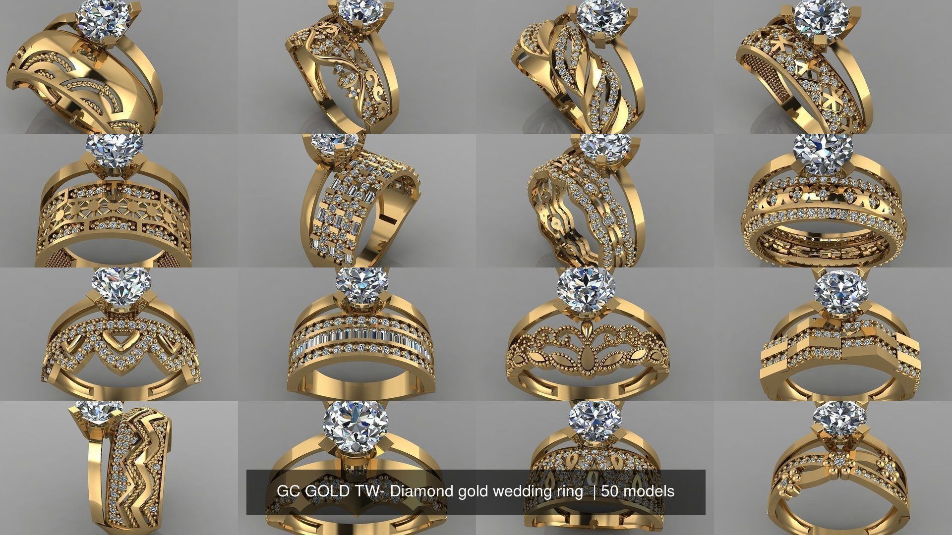 GC GOLD TW- Diamond gold wedding ring  3D Model Collection_3