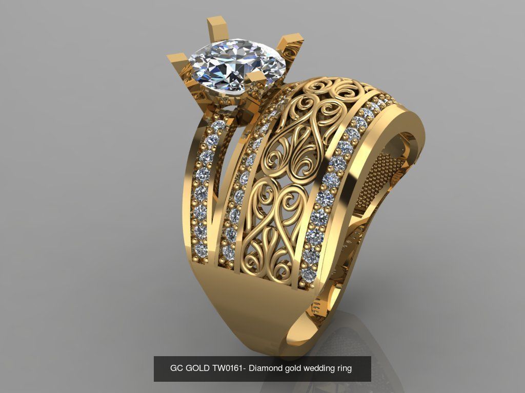 GC GOLD TW- Diamond gold wedding ring  3D Model Collection_55