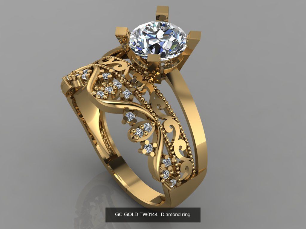 GC GOLD TW- Diamond gold wedding ring  3D Model Collection_39