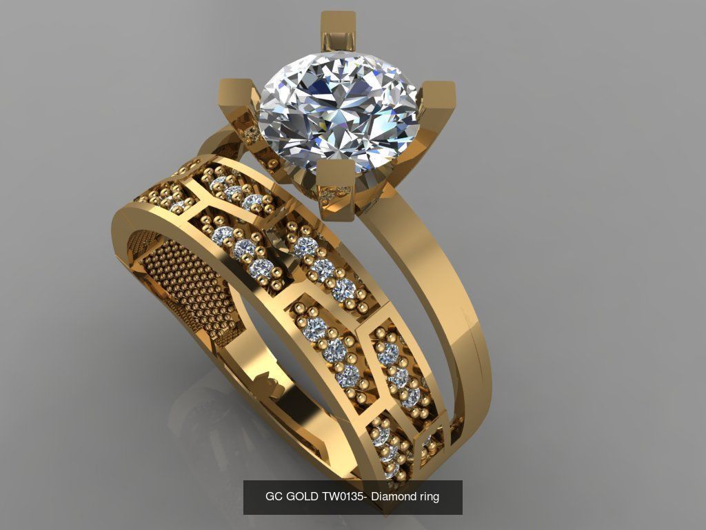 GC GOLD TW- Diamond gold wedding ring  3D Model Collection_30