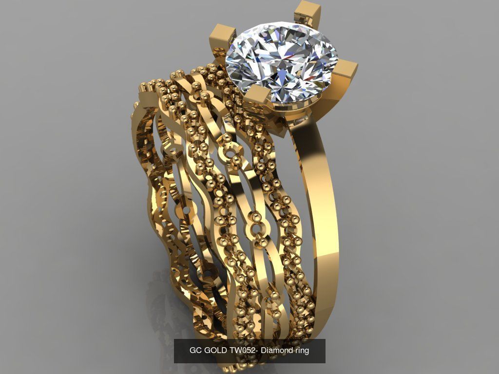 GC GOLD TW- Diamond gold wedding ring  3D Model Collection_7