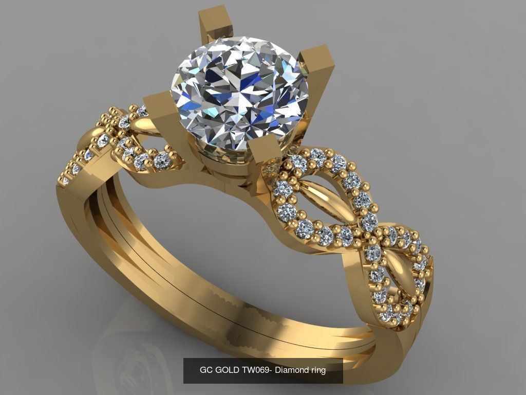 GC GOLD TW- Diamond gold wedding ring  3D Model Collection_22