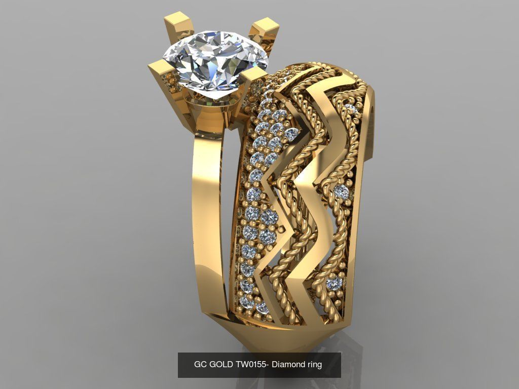 GC GOLD TW- Diamond gold wedding ring  3D Model Collection_50
