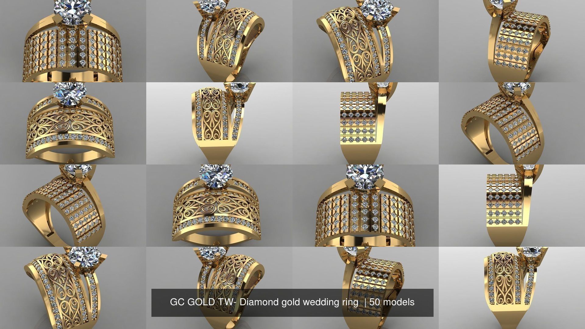 GC GOLD TW- Diamond gold wedding ring  3D Model Collection_5