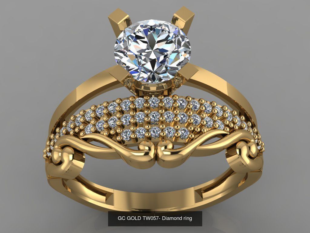 GC GOLD TW- Diamond gold wedding ring  3D Model Collection_11