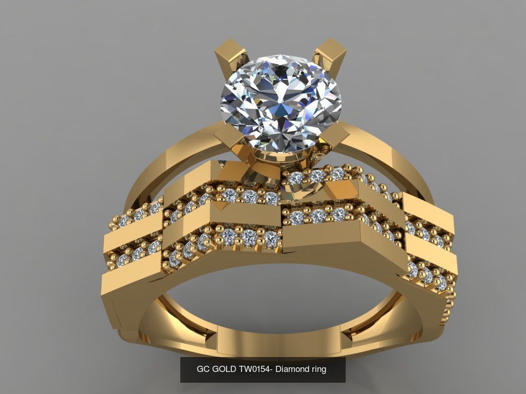 GC GOLD TW- Diamond gold wedding ring  3D Model Collection_49