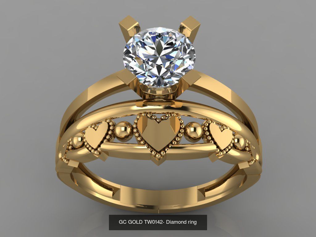 GC GOLD TW- Diamond gold wedding ring  3D Model Collection_37