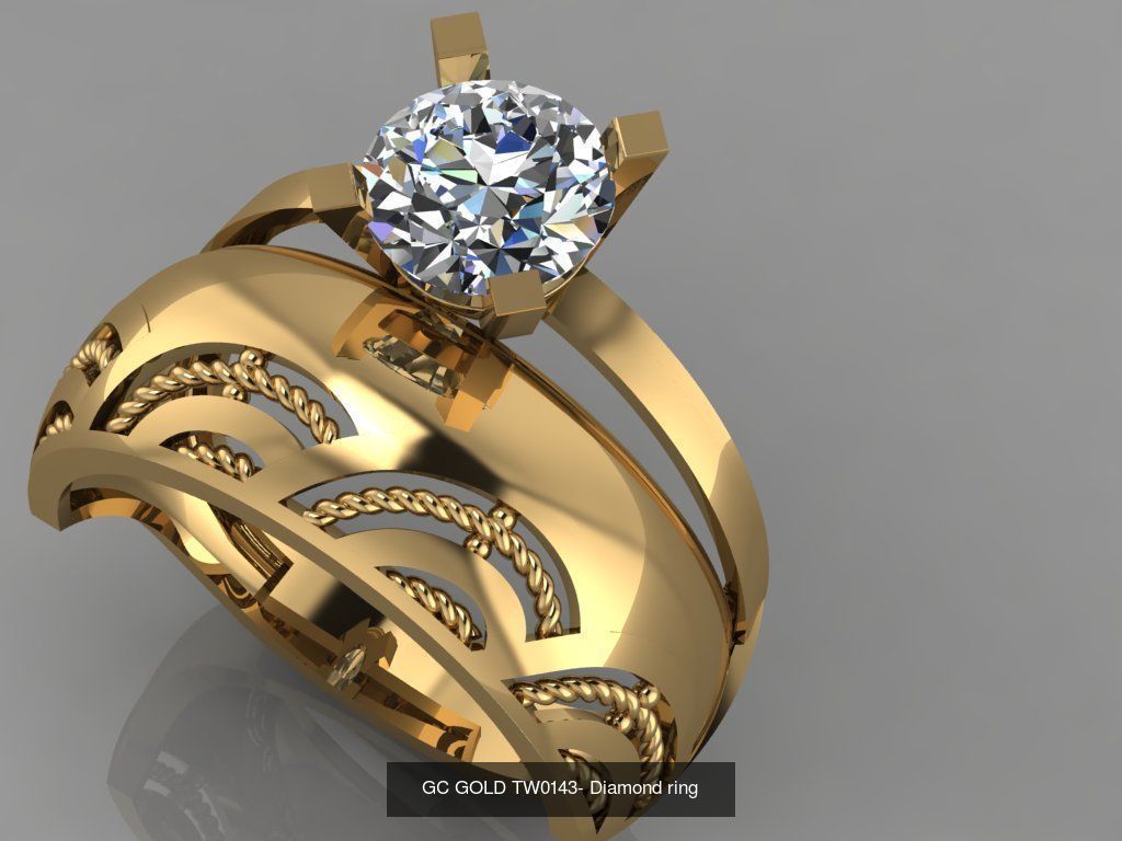 GC GOLD TW- Diamond gold wedding ring  3D Model Collection_38
