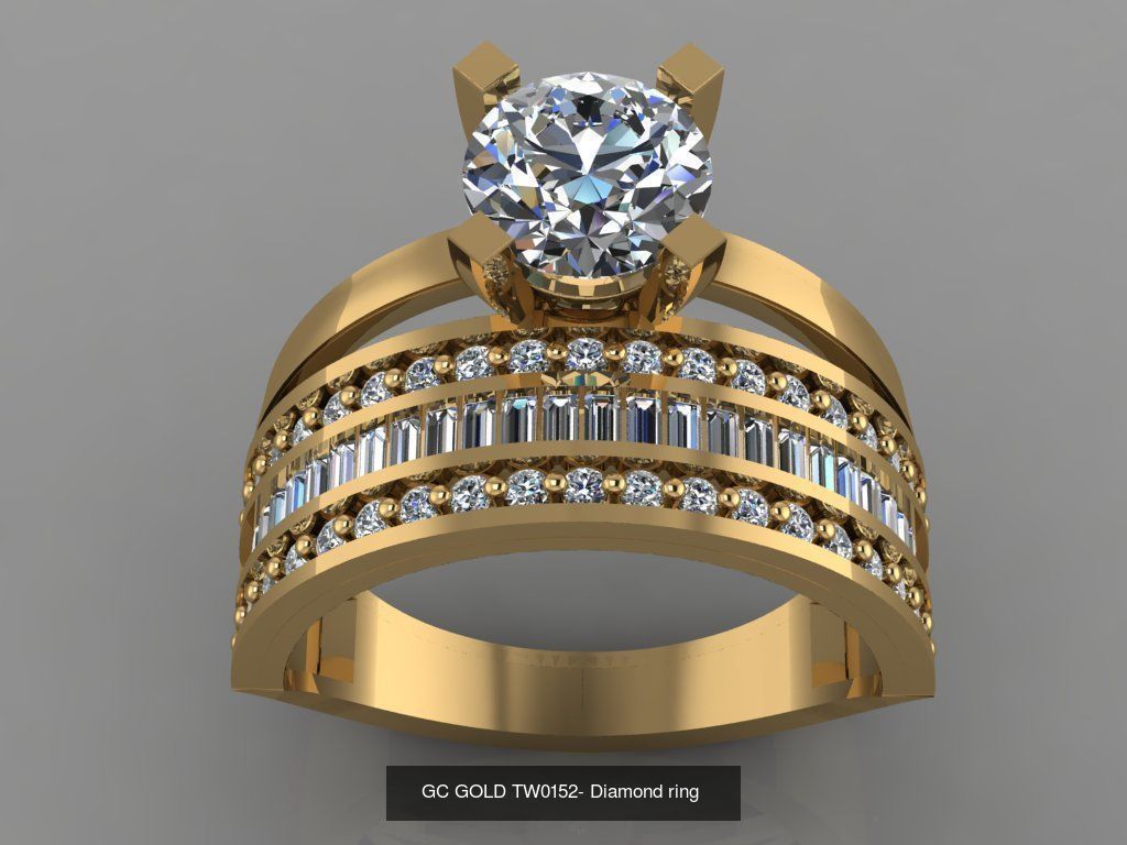 GC GOLD TW- Diamond gold wedding ring  3D Model Collection_47
