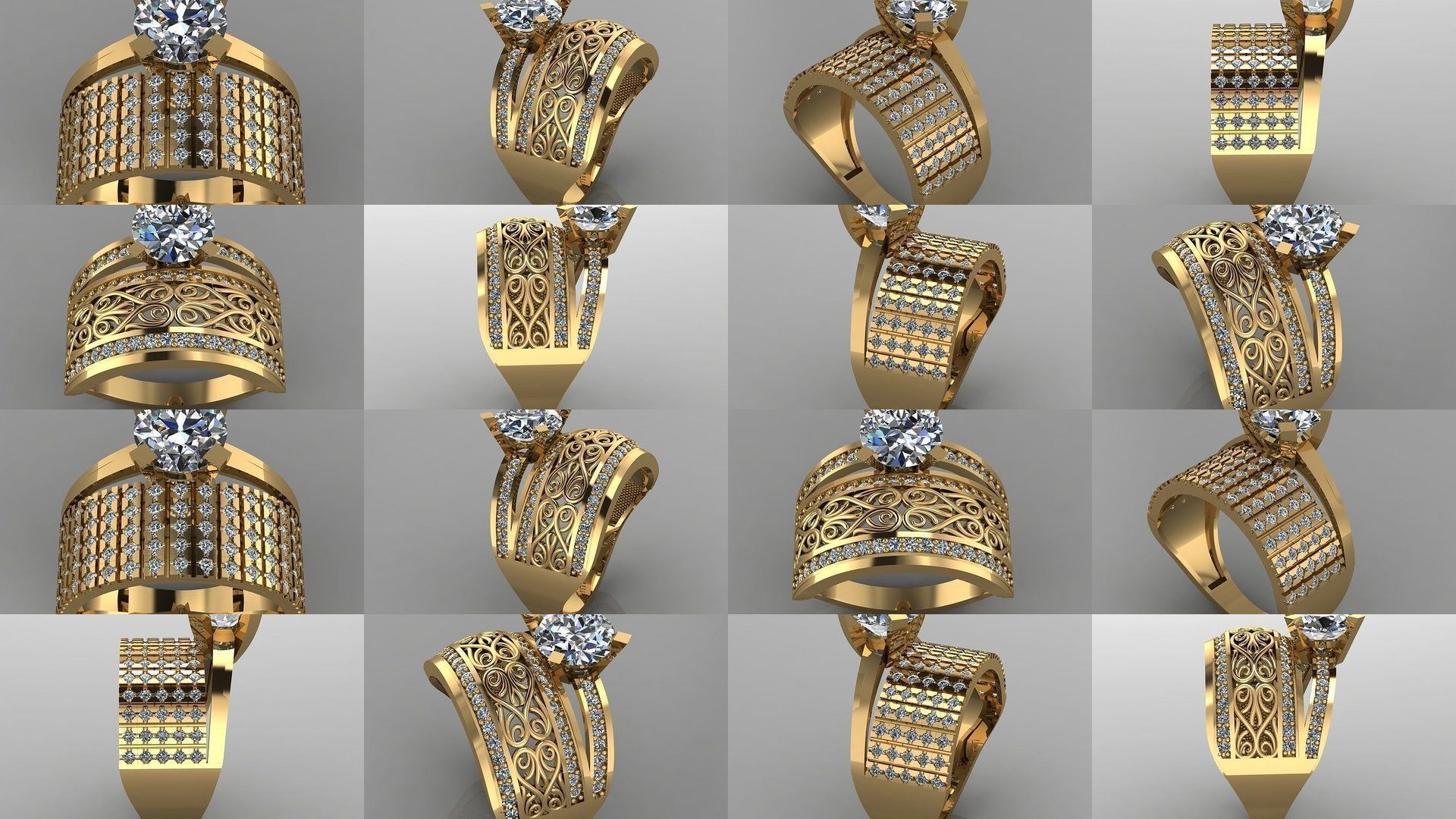 GC GOLD TW- Diamond gold wedding ring  3D Model Collection_4
