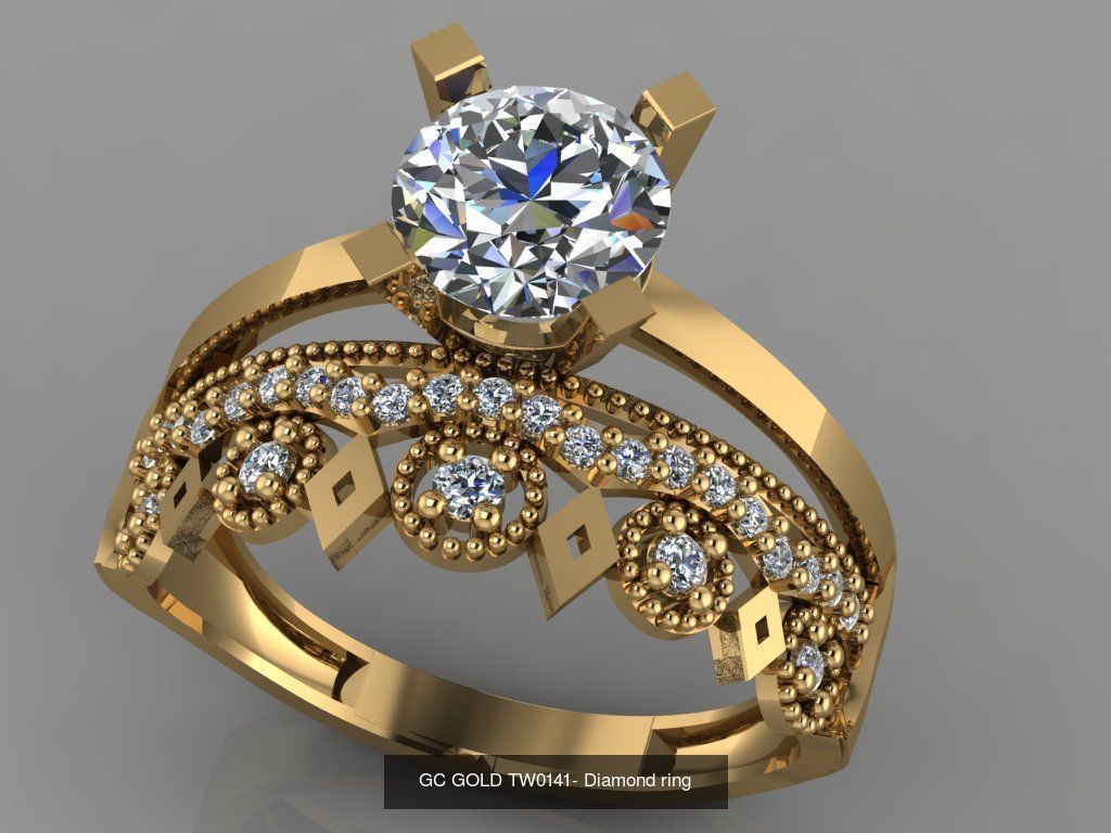 GC GOLD TW- Diamond gold wedding ring  3D Model Collection_36