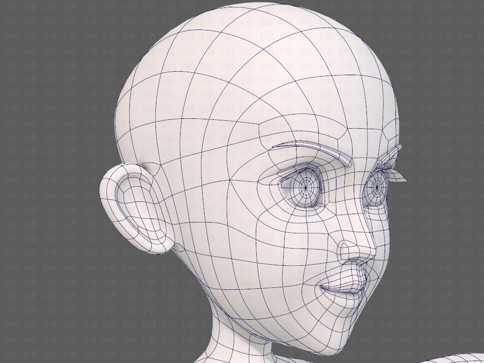 Base mesh girl characterV14 Low-poly 3D model_38